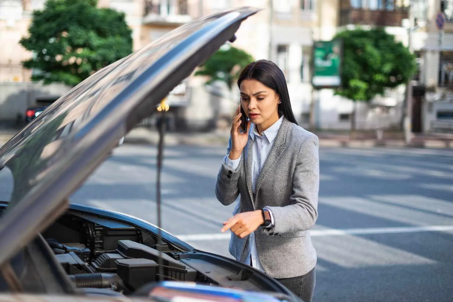 Going over auto insurance options at a desk